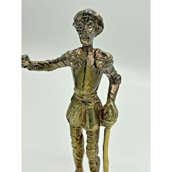 Don Quixote & Sancho Panza Figurines Pair Metal Standing On Open Book VINTAGE - Picture 5 of 11